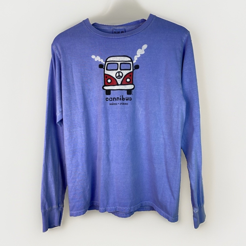 Blue 84 Unisex S Long Sleeve 100% Cotton Cannibus Volkswagen Bus T-Shirt